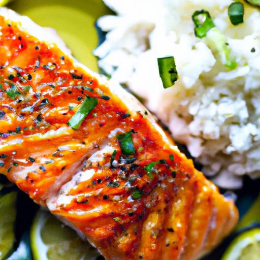 Zesty Grilled Lime Salmon with Tropical Salsa & Coconut Rice