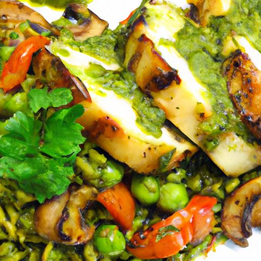 Flavor-Packed Halloumi Tray Bake with Pesto Rice & Veggies