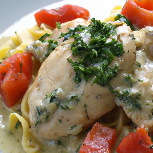 savory Creamy Pesto Chicken with Roasted Tomato Bliss