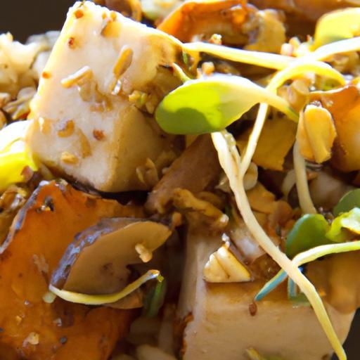 Savory Oatmeal Meets Crispy Pan-Seared Tofu Delight
