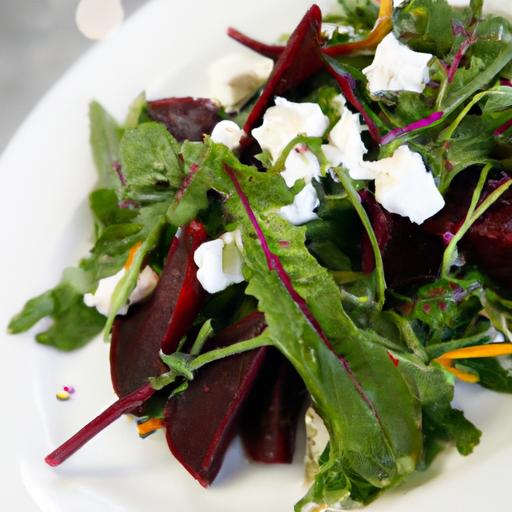 Bright Bites: Roasted beet & Goat Cheese Salad with Arugula