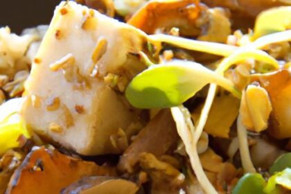 Savory Oatmeal Meets Crispy Pan-Seared Tofu Delight