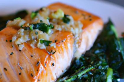 Savor Grilled Salmon atop Vibrant Quinoa & Spinach Salad