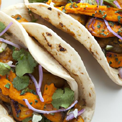 Roasted Sweet Potato & Cauliflower‌ Tacos with Creamy Cashew Drizzle