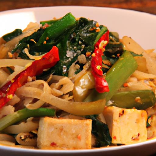 Spice Up Dinner: Chili Crunch tofu & Spinach Rice Noodles