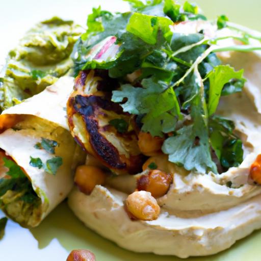 Smoky Charred Cauliflower ‍Wraps with Vibrant Green Hummus